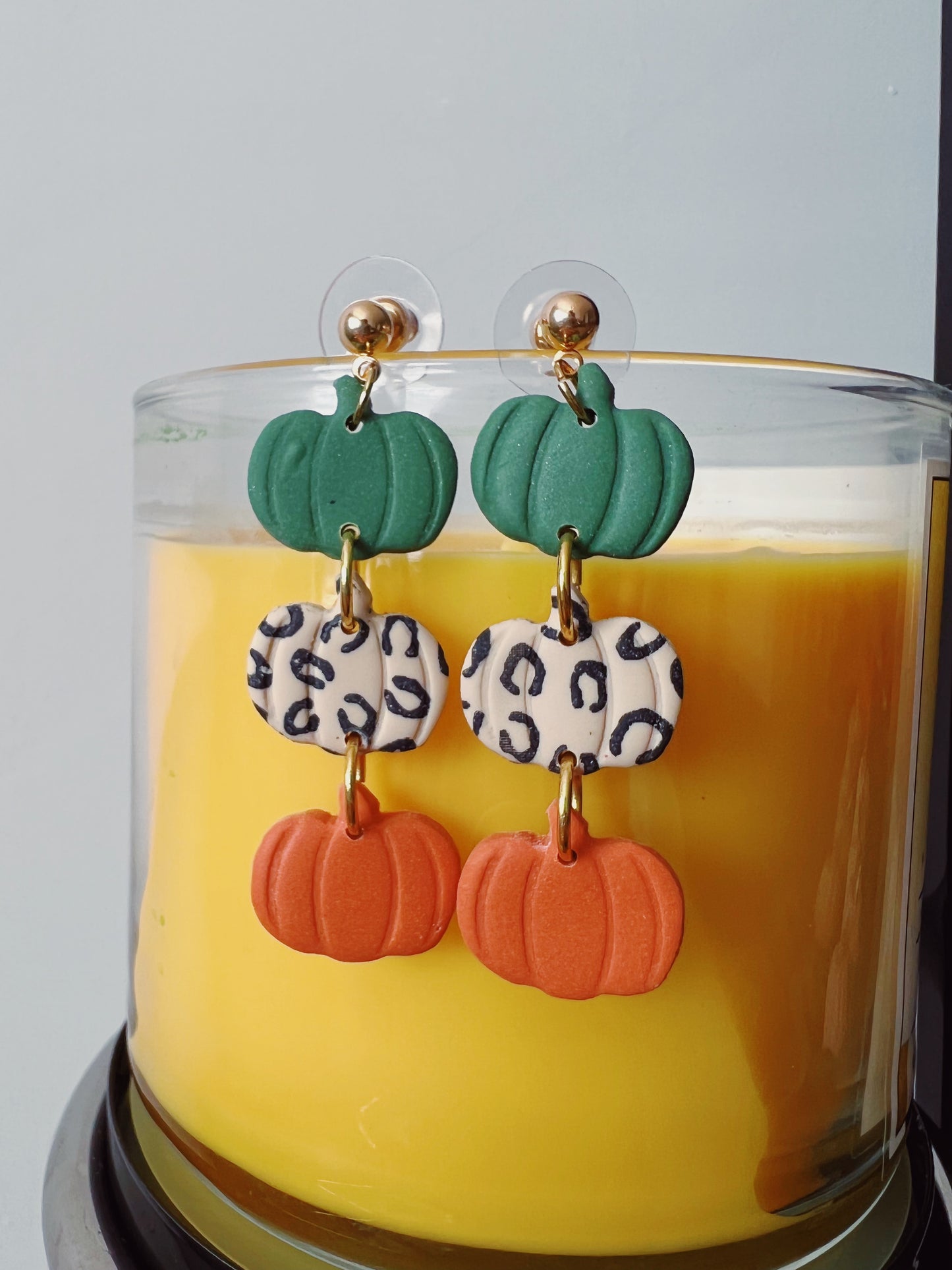 Pumpkin Trio Clay Dangle Earrings