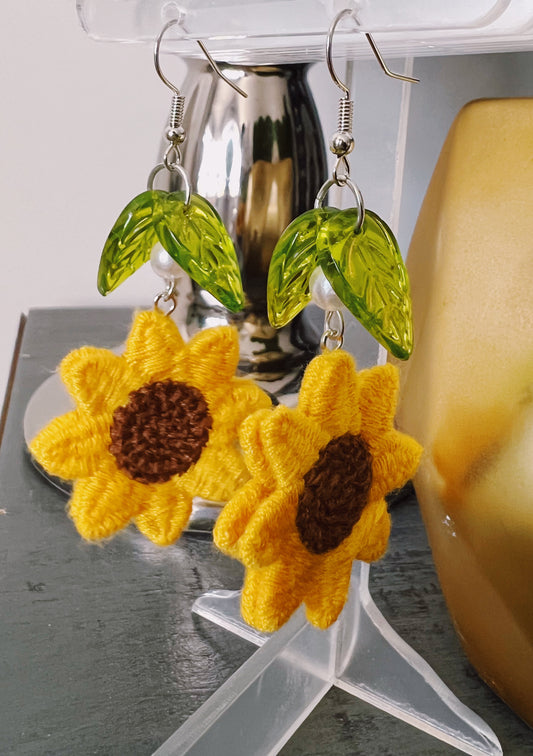 Knit Sunflower Dangles