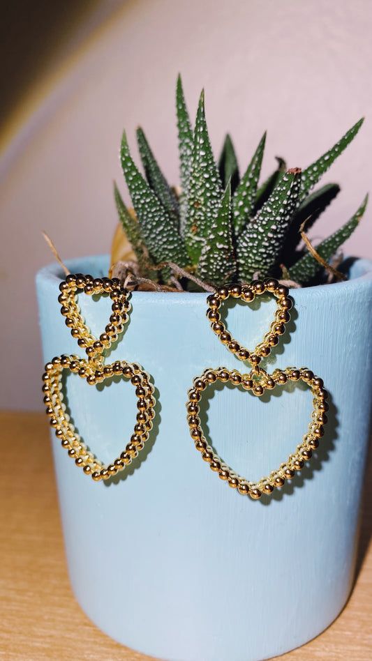 Beaded Hearts Dangle Earrings