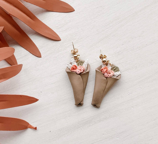 Bouquet of Flowers Clay Earrings