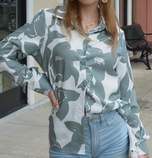 Mint To Be Floral Blouse